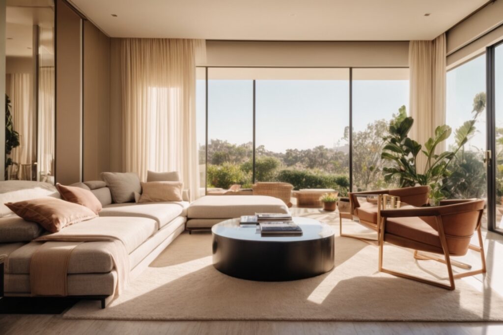 Beverly Hills home interior with opaque windows blocking UV rays