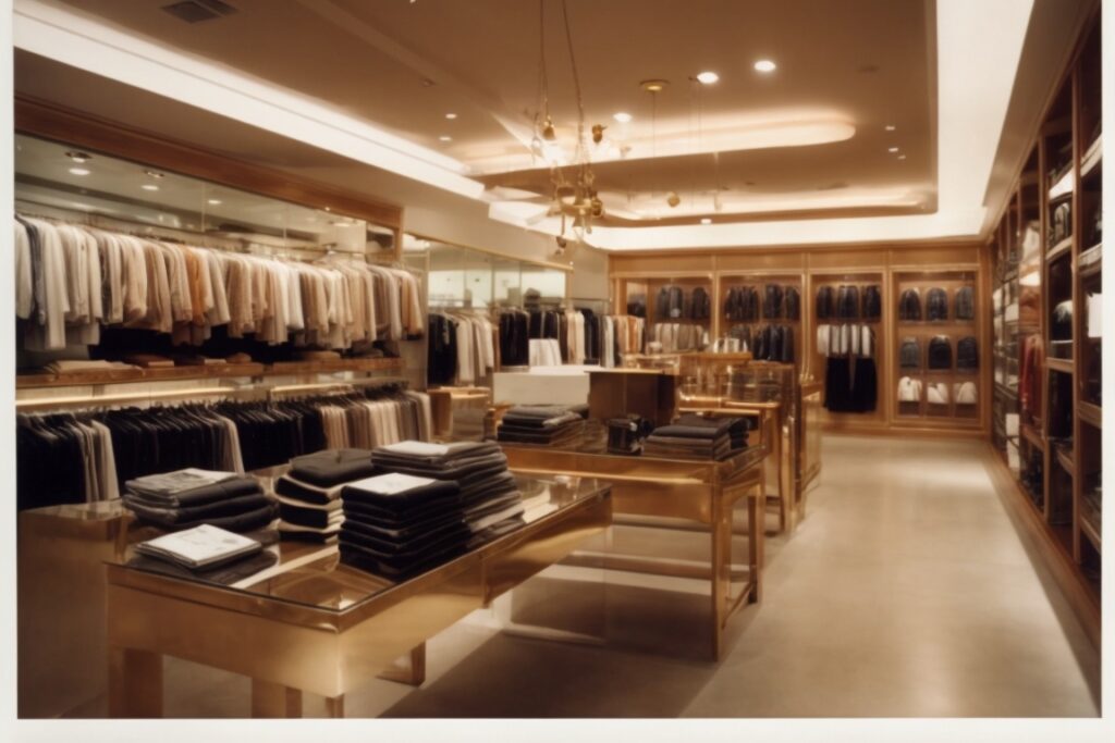 Beverly Hills boutique interior with sun-damaged merchandise