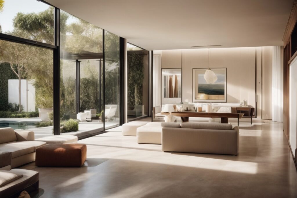 Luxurious Beverly Hills home interior with sun protection window film