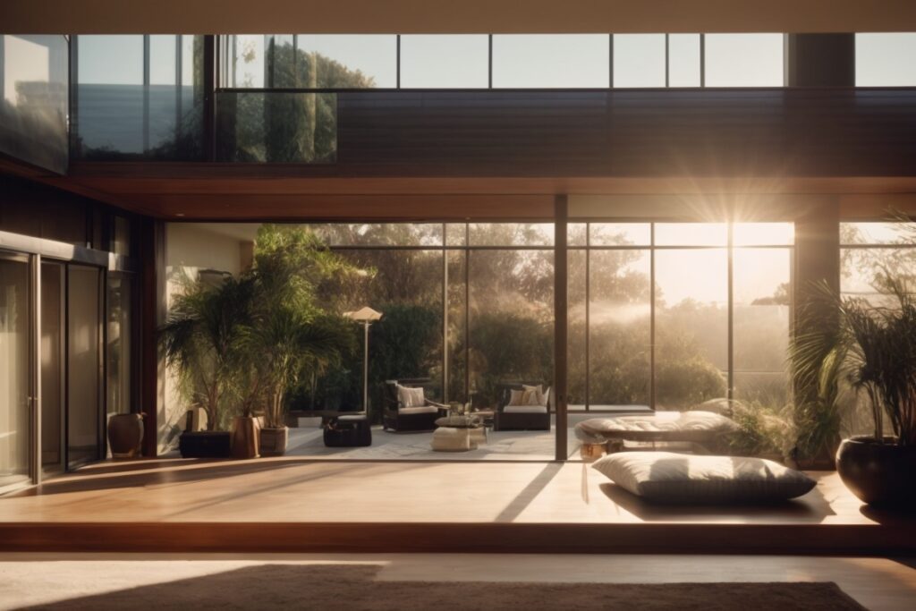 Beverly Hills home interior with climate control window film and sunlight filtering through