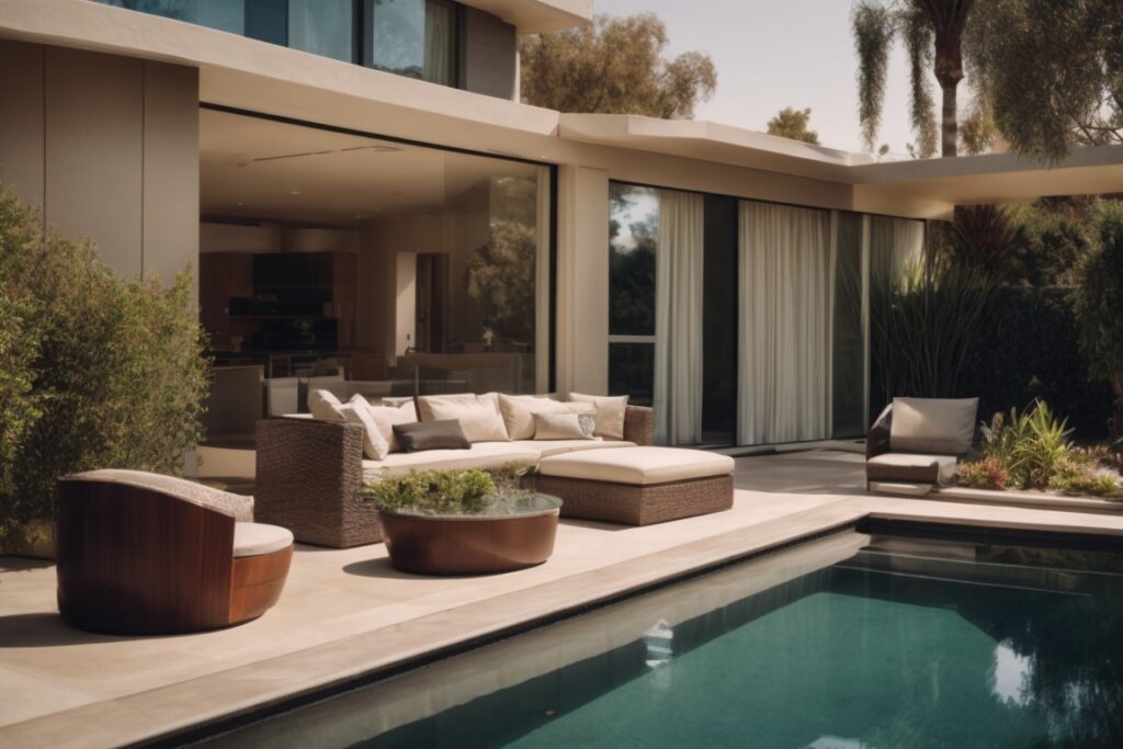 Beverly Hills home exterior with opaque privacy window film