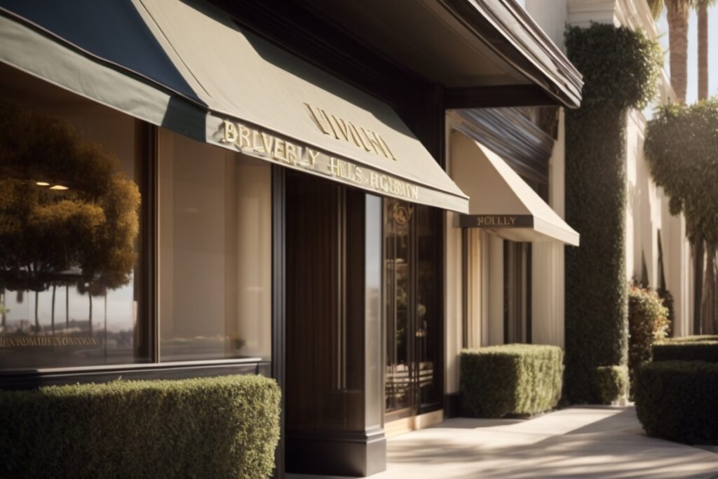 Luxury Beverly Hills boutique with sunlight filtering through fade prevention window film