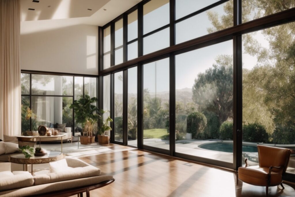 Luxurious Beverly Hills home interior with solar window film protection