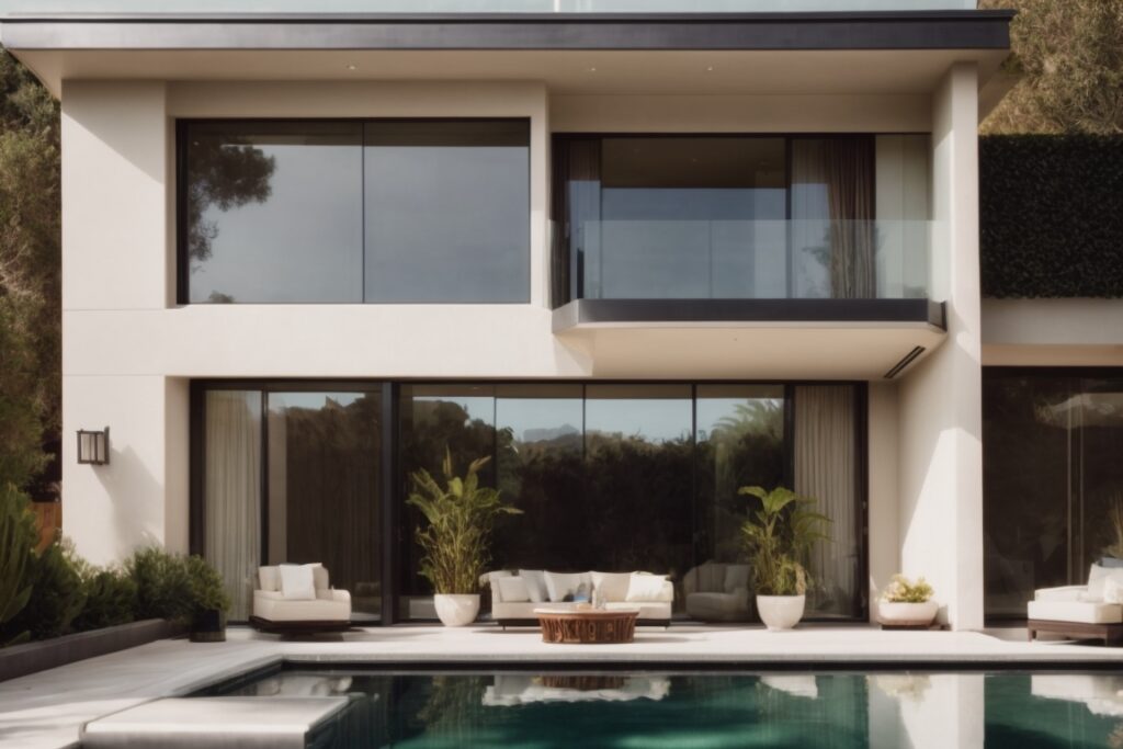 Luxury Beverly Hills home with opaque window tint for privacy and UV protection