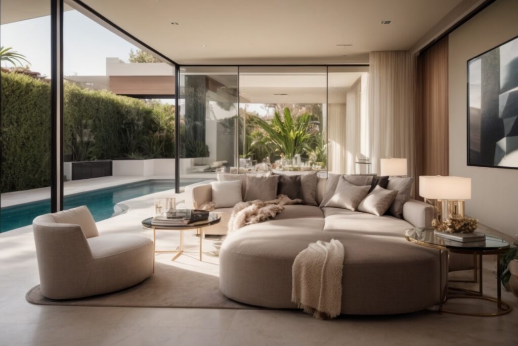 Luxury Beverly Hills home with custom window film, reducing sunlight glare