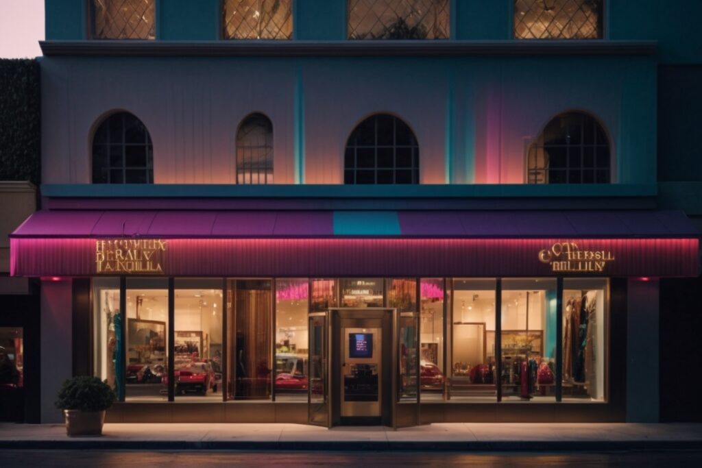 Beverly Hills storefront with vibrant custom window tint graphics