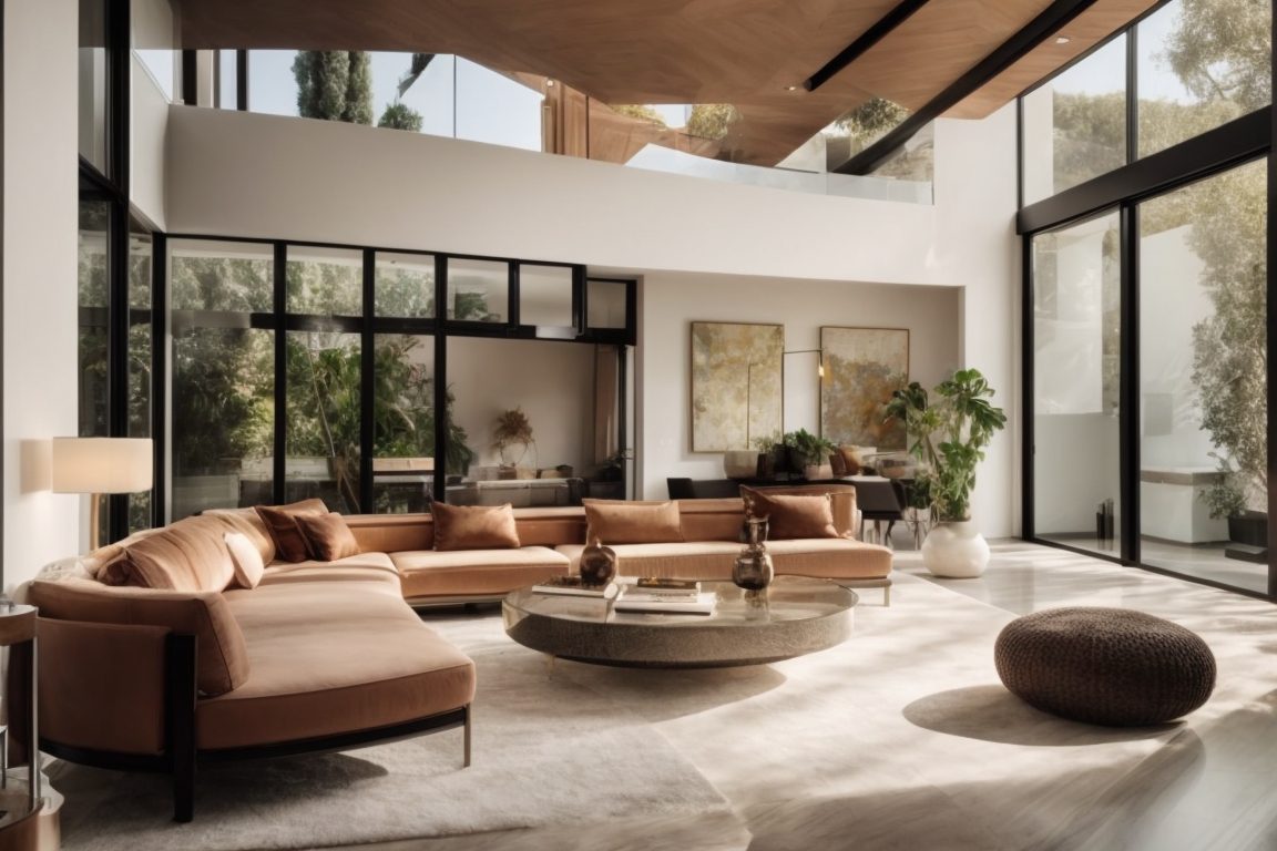 Luxurious Beverly Hills home interior with UV blocking window film